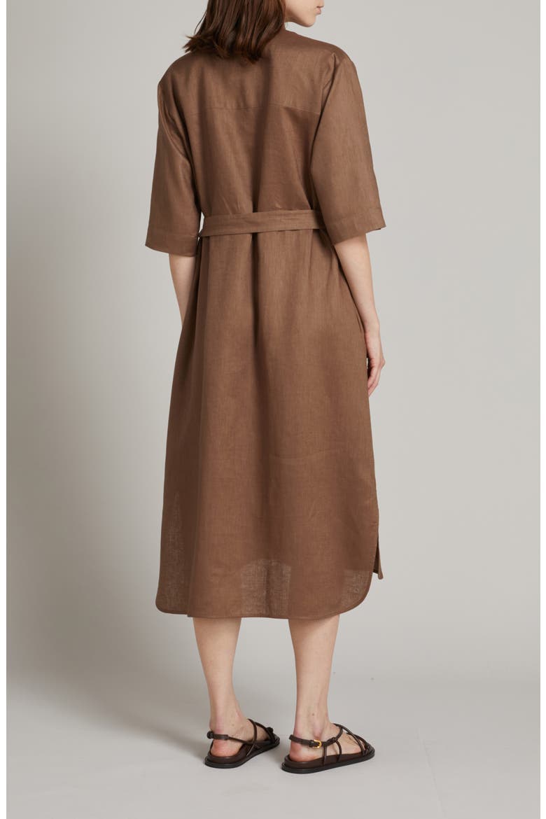 Tabella Belted Linen Shirtdress, Alternate, color, HAZELNUT BROWN