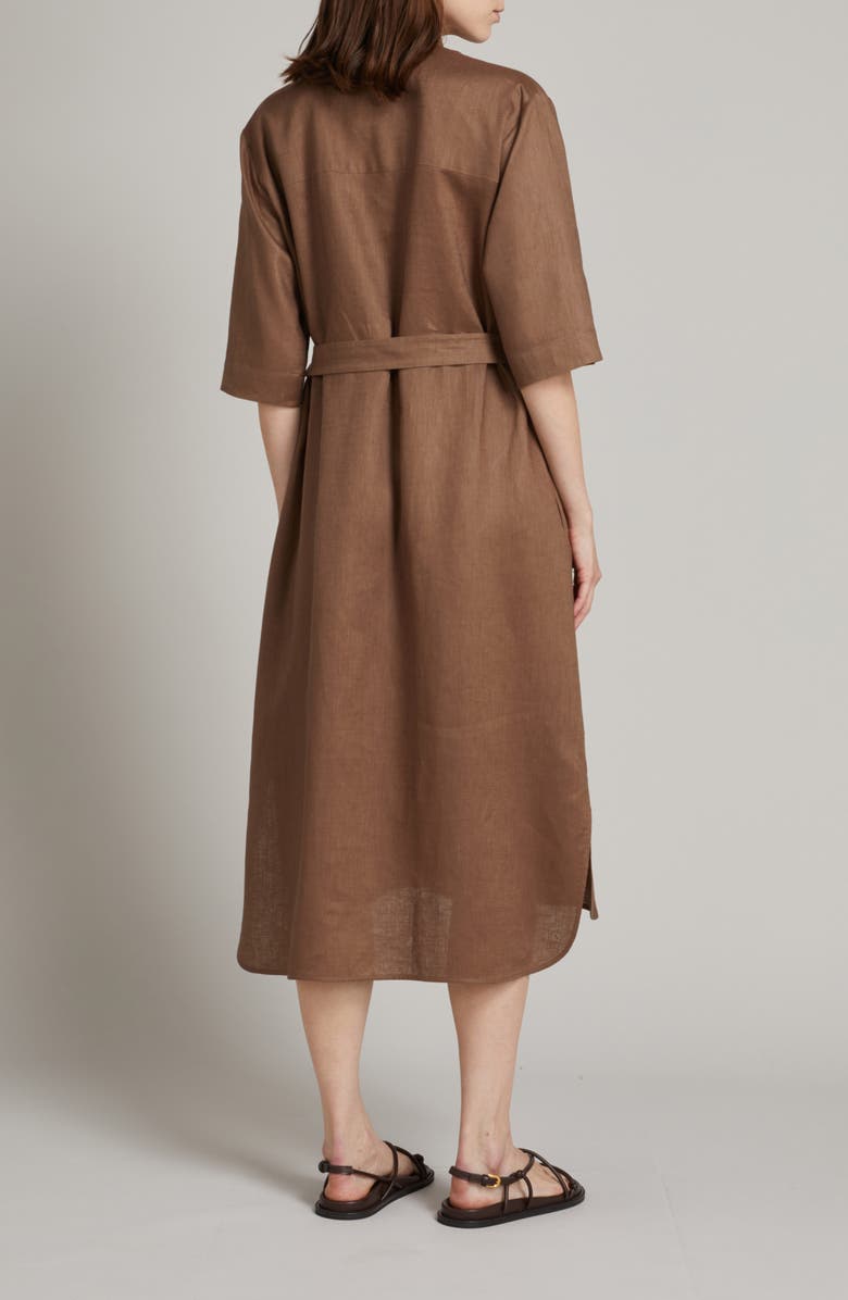 MM by Max Mara Tabella Belted Linen Shirtdress, Alternate, color, Hazelnut Brown