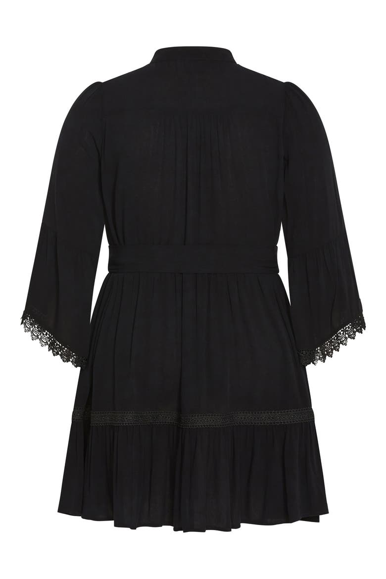 Camille Long Sleeve Minidress, Alternate, color, BLACK
