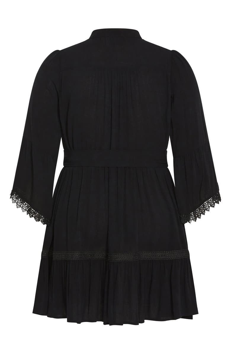 City Chic Camille Long Sleeve Minidress, Alternate, color, Black