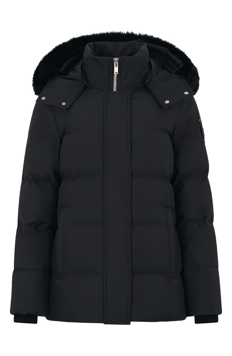 Moose Knuckles Cloud 800 Fill Power Down Puffer Jacket with Removable Genuine Shearling Trim, Alternate, color, Blk W/ Blk Sh