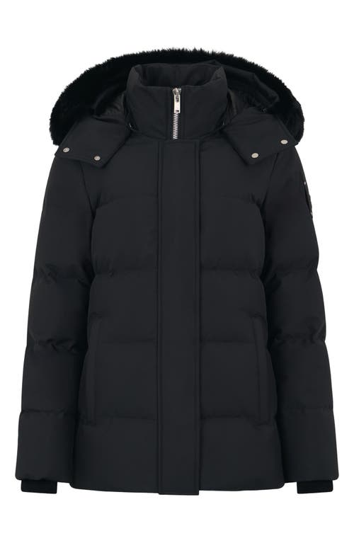 Moose Knuckles Cloud 800 Fill Power Down Puffer Jacket With Removable Genuine Shearling Trim In Animal Print