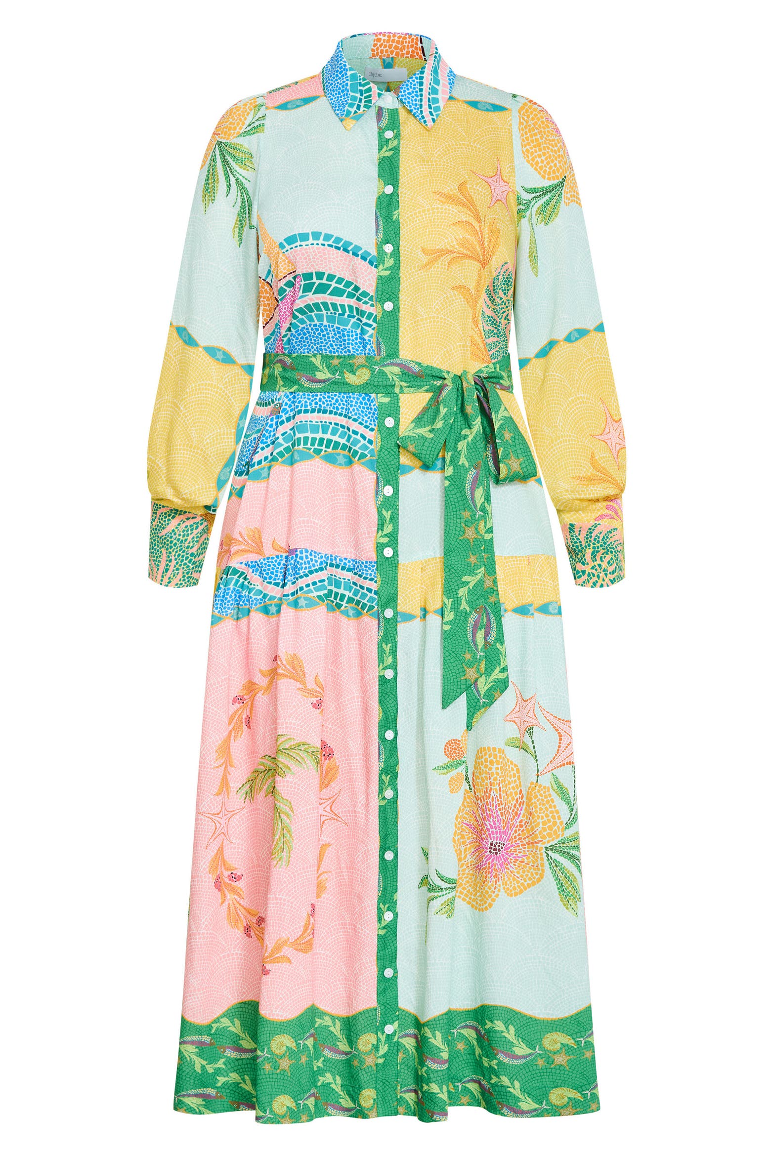 169.99 City Chic Ezra Mixed Print Long Sleeve Maxi Shirtdress (Women) | Nordstrom