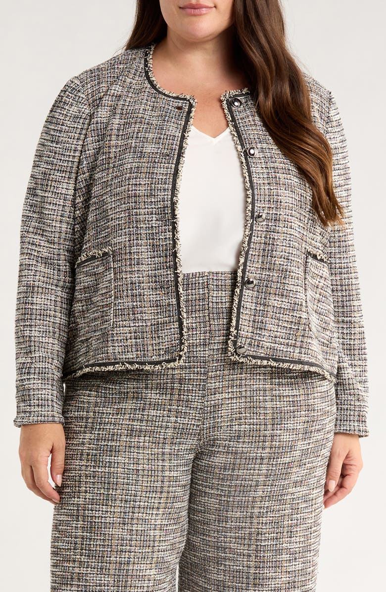 Lysse Collarless Stretch Tweed Jacket, Main, color, Multi Color
