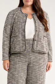 Lysse Collarless Stretch Tweed Jacket