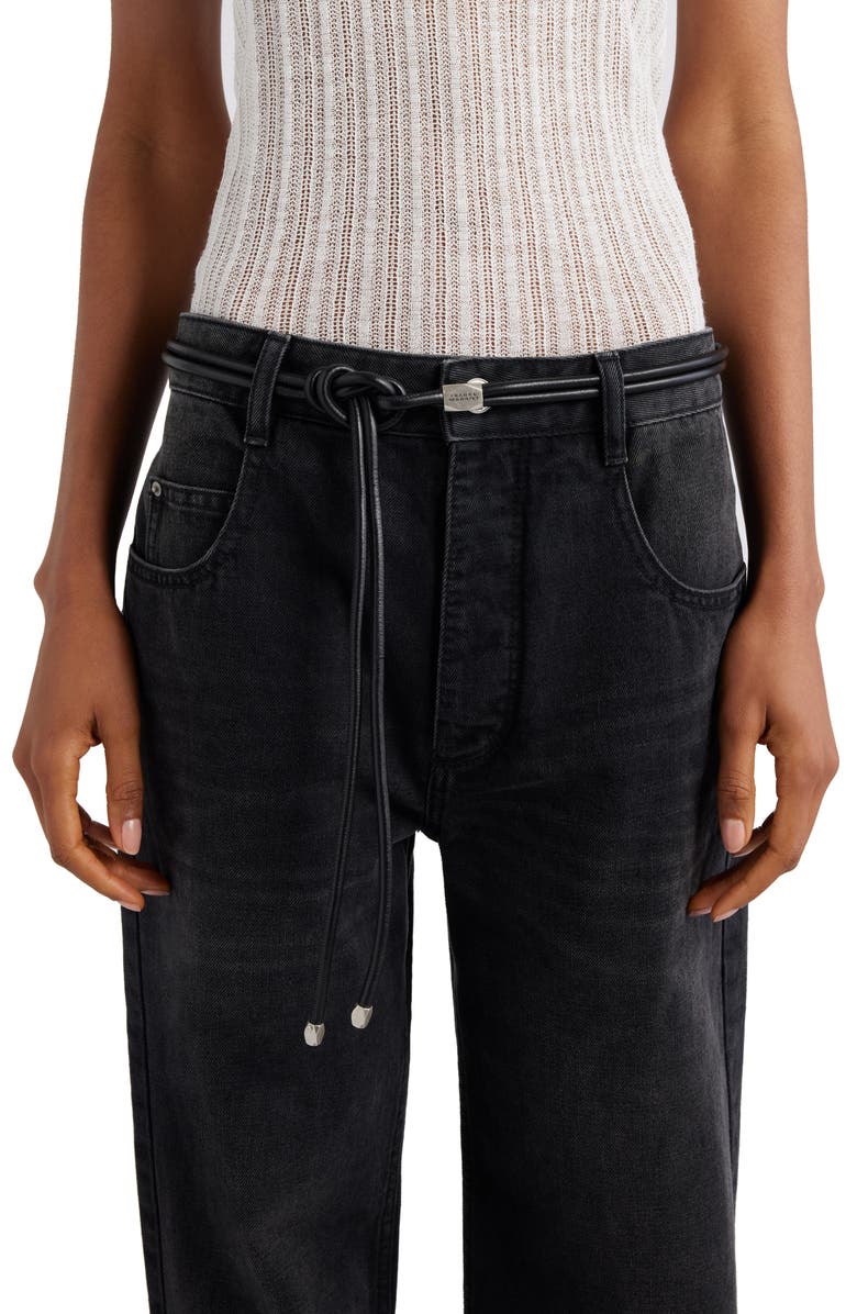 Isabel Marant Silvia Leather Belt, Alternate, color, Black/ Silver