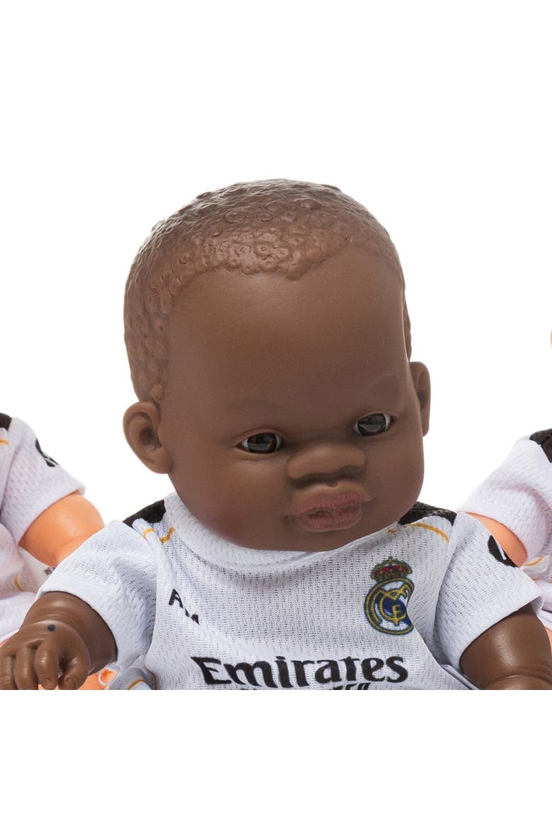 8 1/4 inch Baby Girl Doll with Real Madrid Soccer Jersey, Alternate, color, Dark Skin