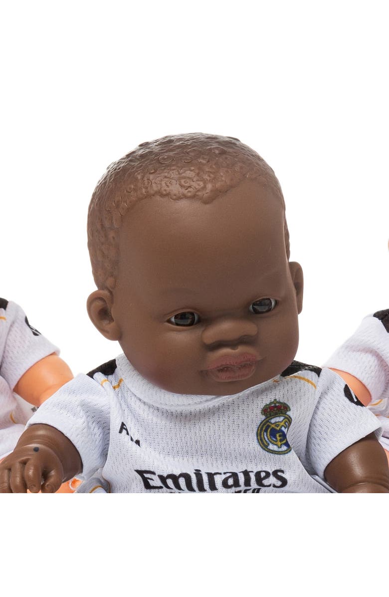 Miniland 8 1/4 inch Baby Girl Doll with Real Madrid Soccer Jersey, Alternate, color, Dark Skin