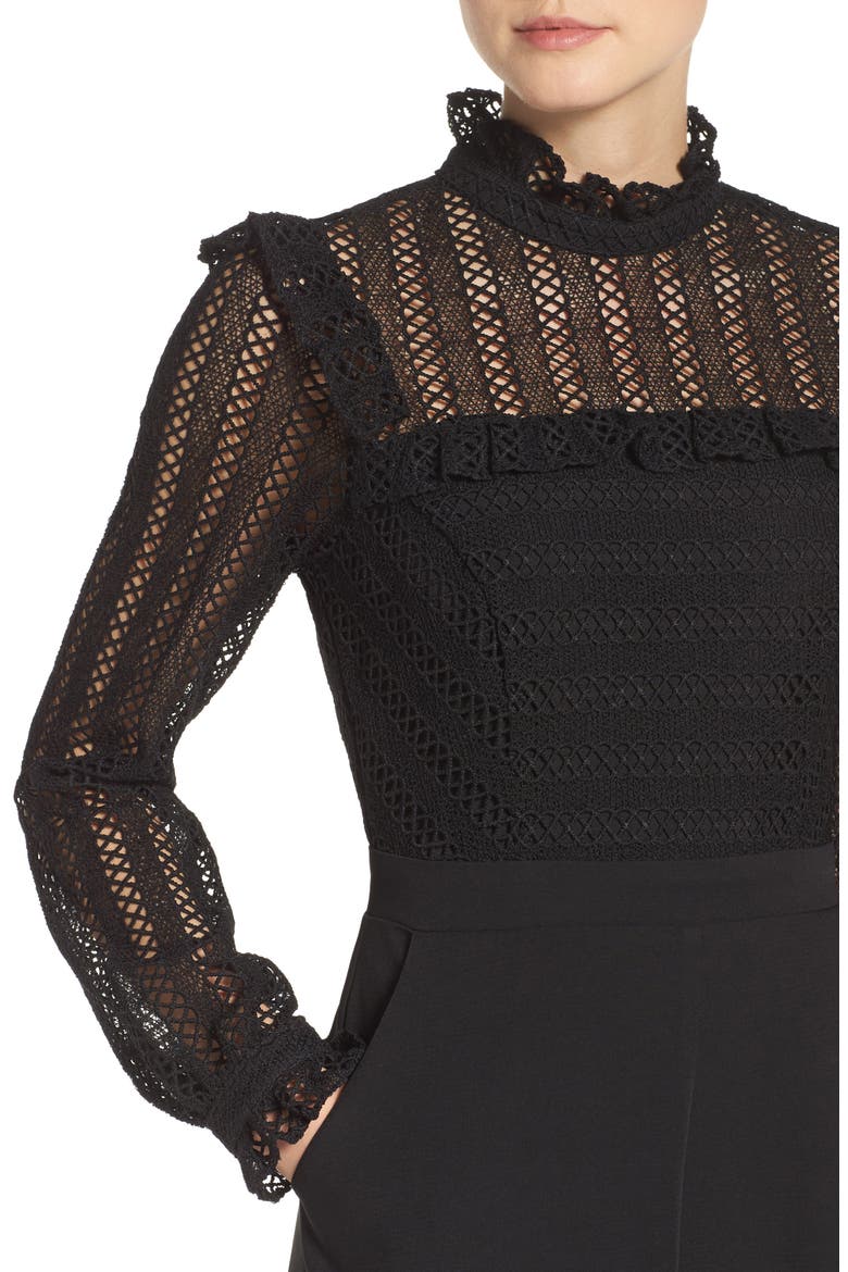 Mixed Media Jumpsuit, Alternate, color, BLACK
