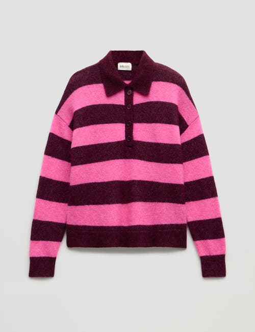Hush Drew Wool Blend Relaxed Rugby Sweater In Pink