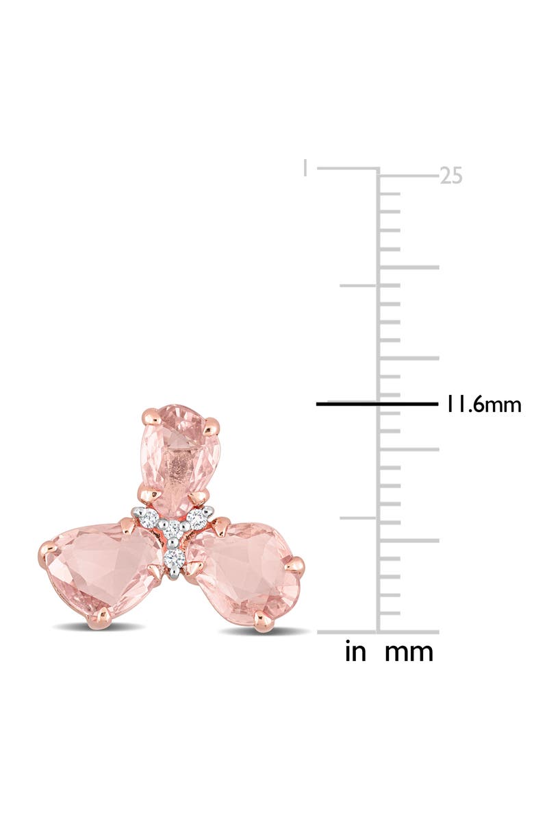 Julianna B. Sapphire & Diamond 3-Stone Stud Earrings, Alternate, color, Pink Sapphire/Rose Gold