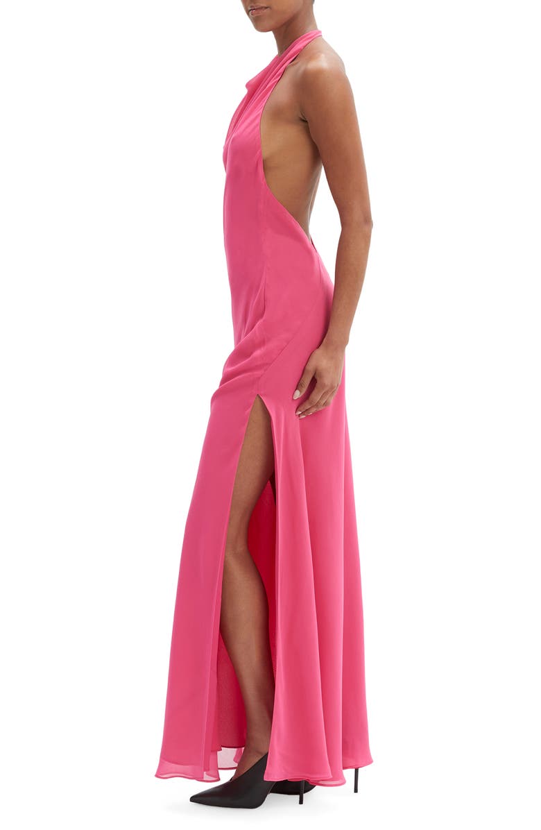 Bardot Similina Halter Evening Dress, Alternate, color, Hot Pink