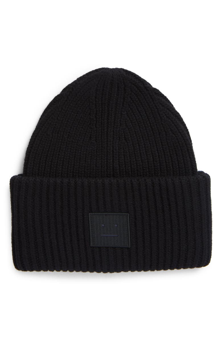 Acne Studios Face Patch Wool Beanie, Main, color, 