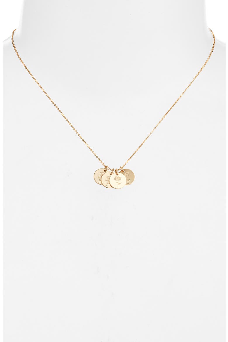 Lily Multi Birth Flower Necklace, Alternate, color, GOLD / 4 CHARMS