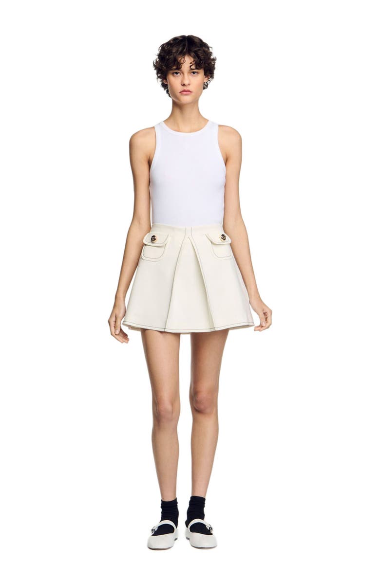 SANDRO Short box-pleated skirt, Alternate, color,