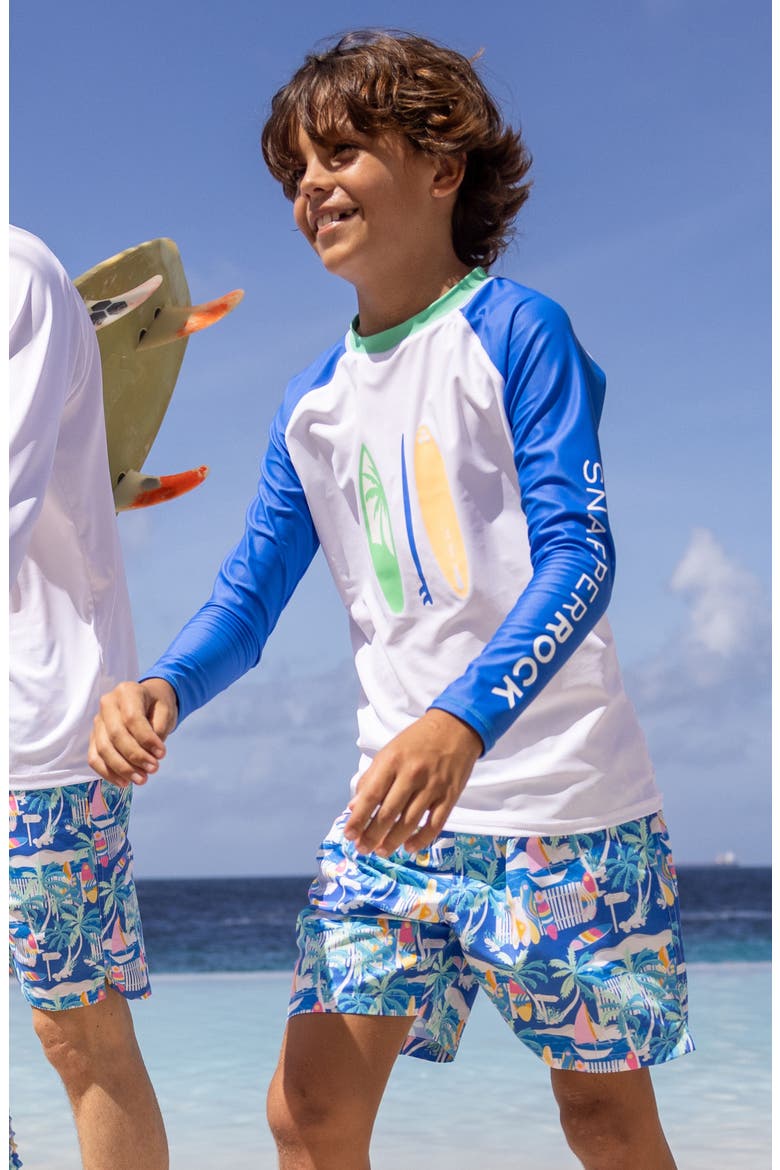 Kids' Breakwater Beach UPF 50+ Rashguard, Alternate, color, WHITE MULTI