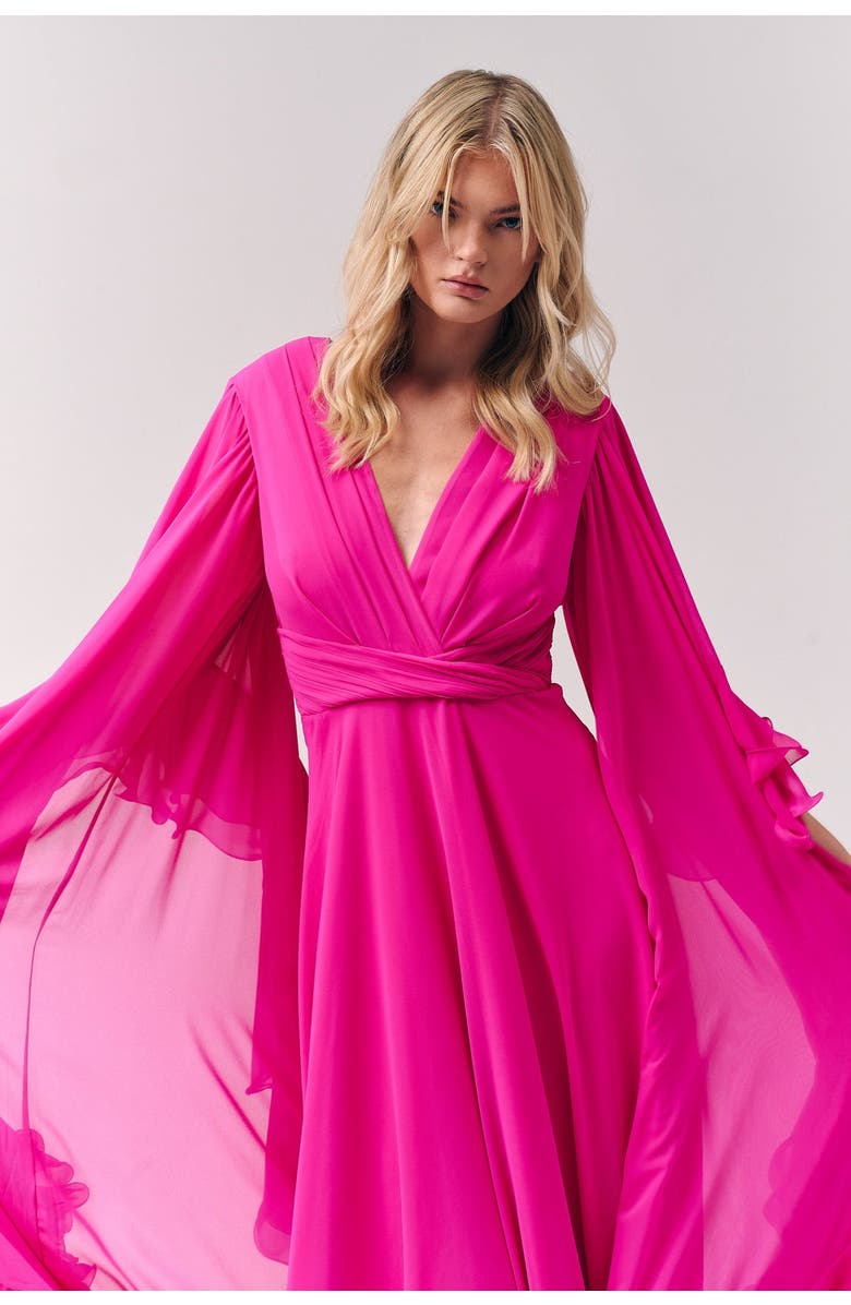 Le Fafo Ruffles Chiffon Maxi Dress, Main, color, Magenta