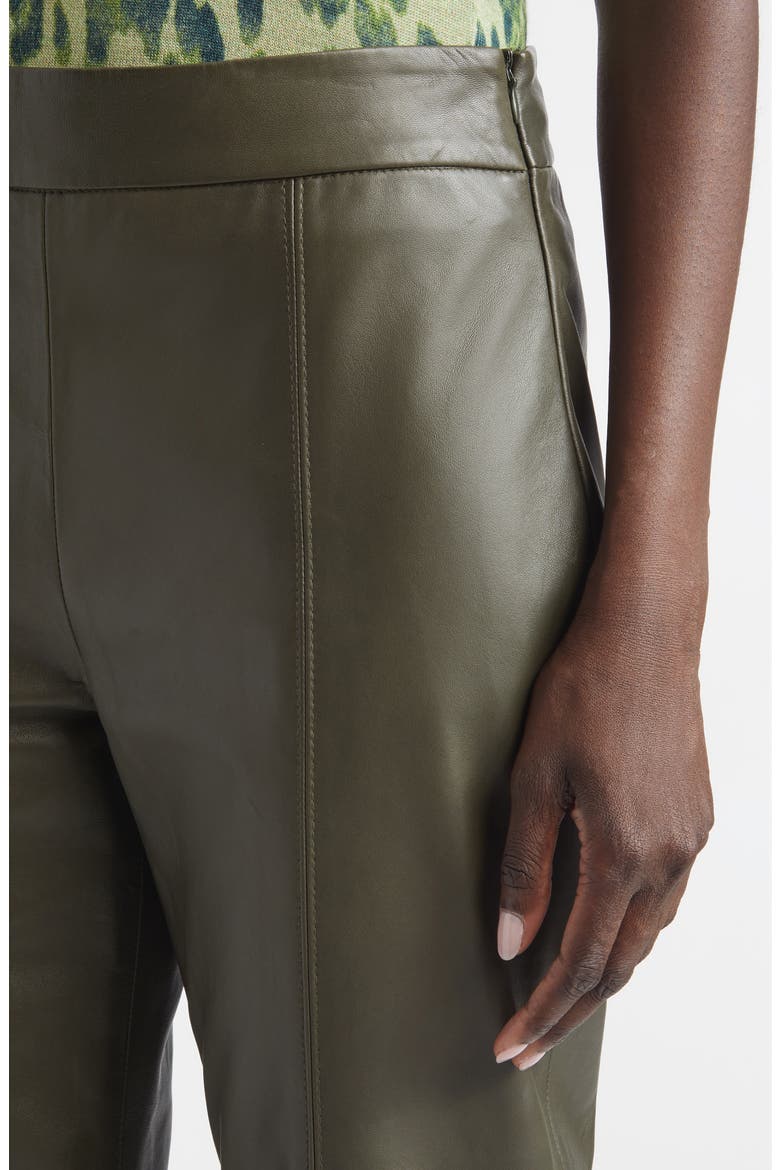 Crop Leather Straight Leg Pants, Alternate, color, OLIVE