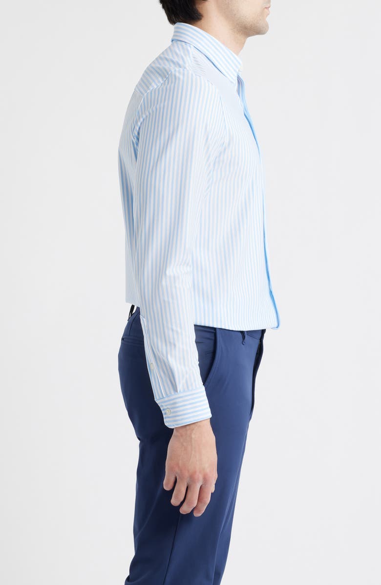 Rhone Commuter Slim Fit Stripe Performance Button-Up Shirt, Alternate, color, Light Blue/ White Stripe