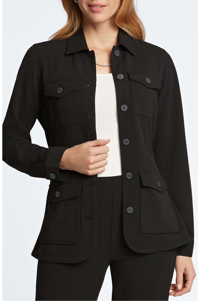 Stella Crepe Knit Utility Jacket, Main, color, BLACK