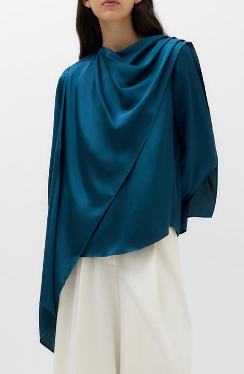 Scarf Drape Satin Top
