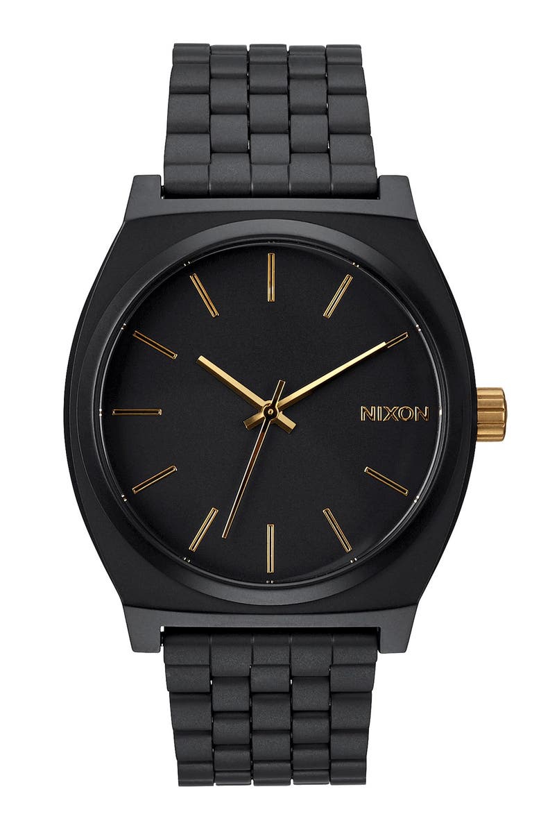 Nixon The Time Teller Bracelet Watch, 37mm, Main, color, Matte Black / Gold