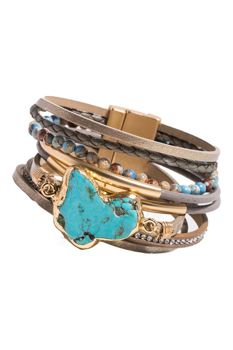 Playa Beaded Wrap Bracelet, Alternate, color, TAUPE