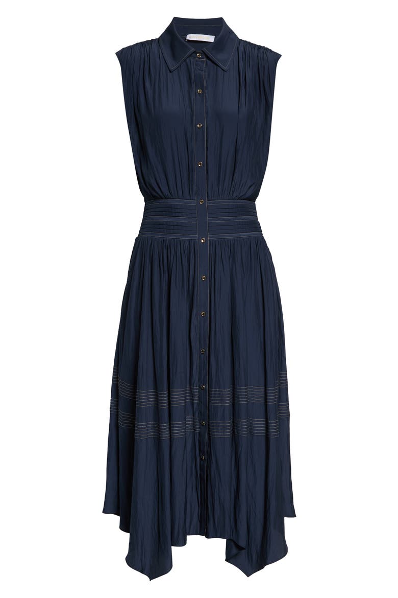 Kiki Midi Shirtdress, Alternate, color, NAVY