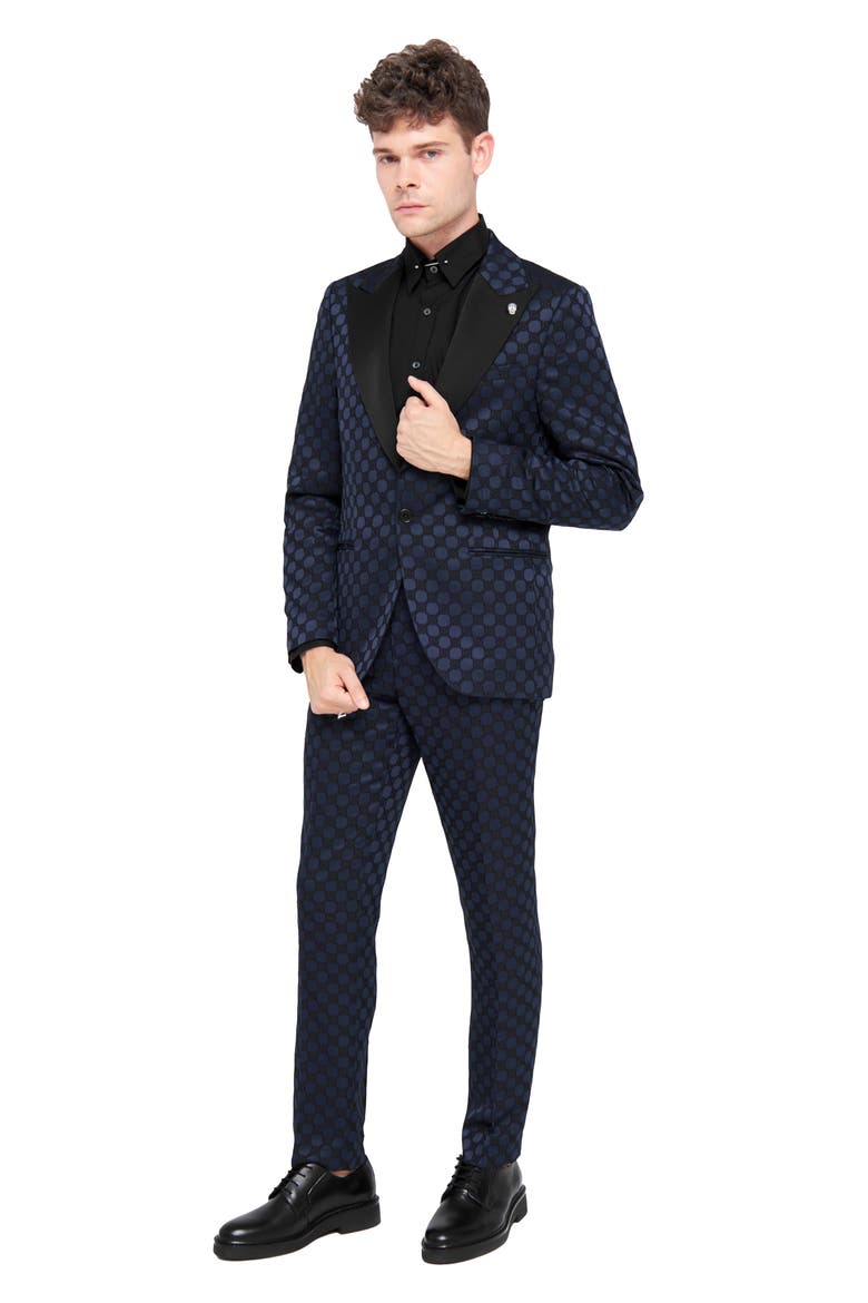 Papatya Slim Fit Navy Jacquard Suit Jacket, Alternate, color, NAVY