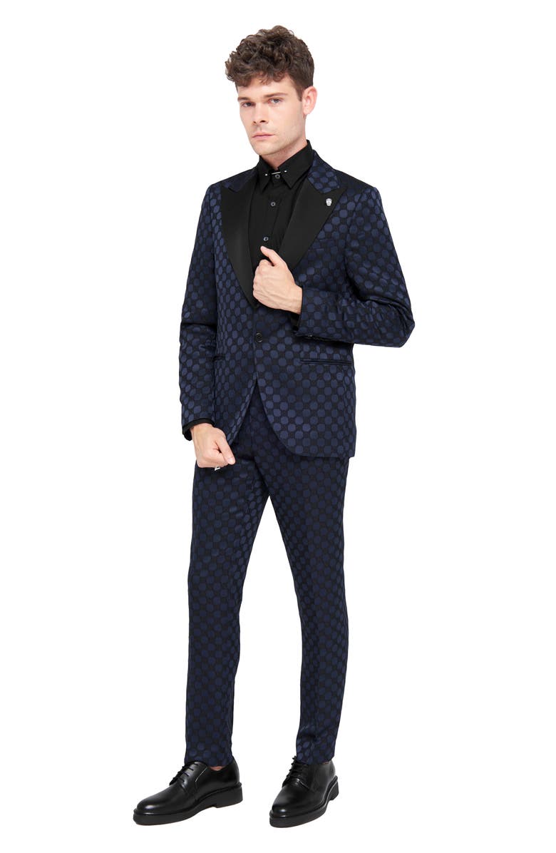 Twisted Tailor Papatya Slim Fit Navy Jacquard Suit Jacket, Alternate, color, 