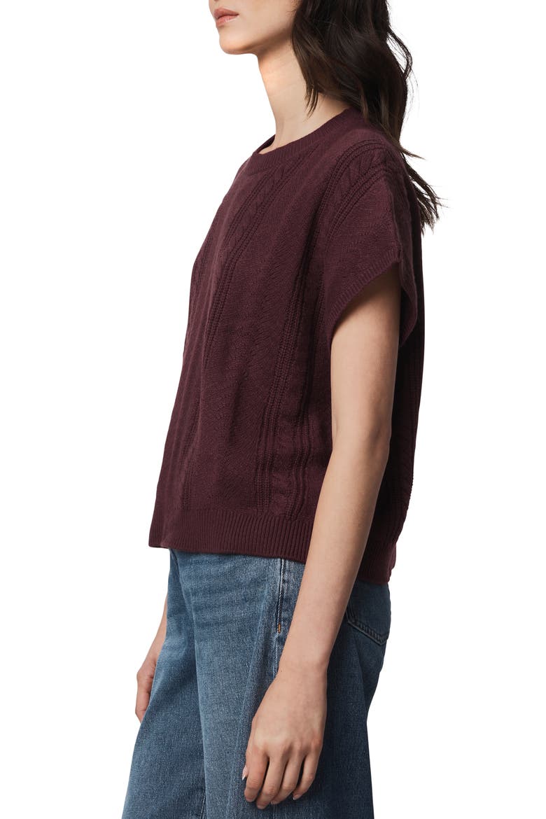 Raelynn Short Sleeve Pointelle Sweater, Alternate, color, DARK PLUM PURPLE