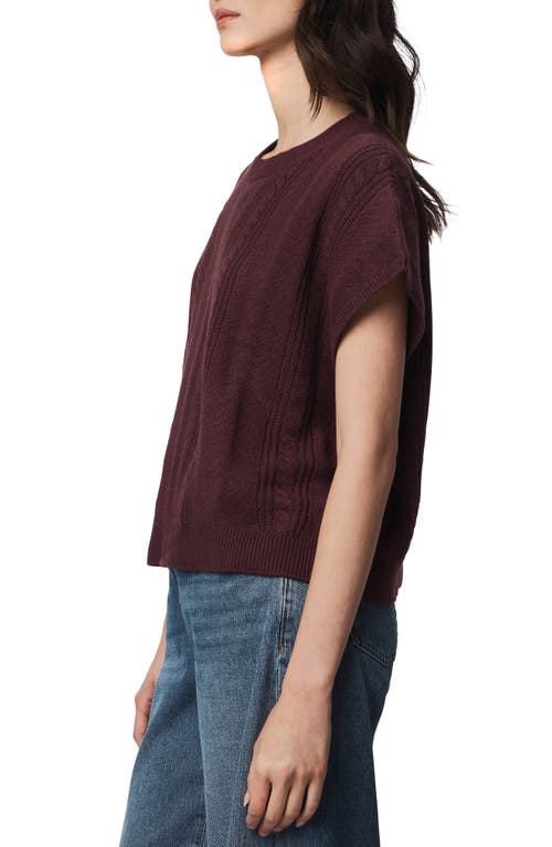 Splendid Raelynn Short Sleeve Pointelle Sweater In Burgundy