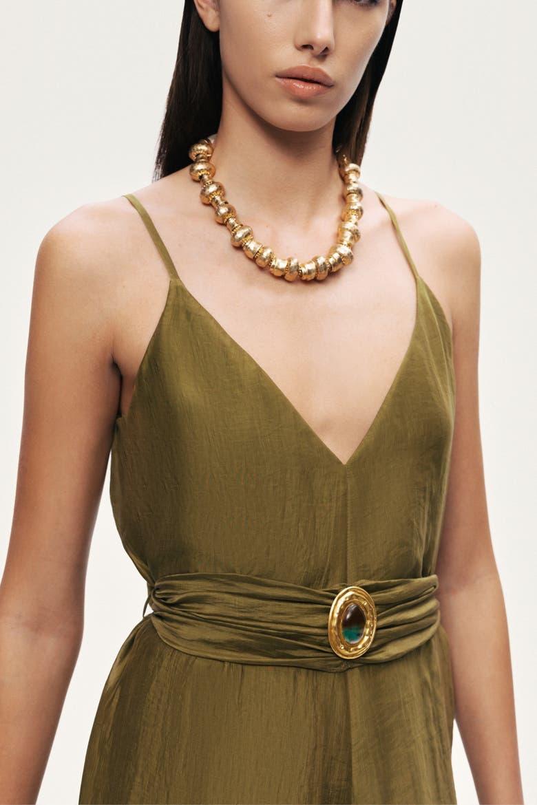Strappy Wide-Leg Jumpsuit, Alternate, color, Khaki