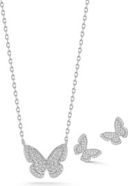 GLAZE JEWELRY CZ Butterfly Pendant & Stud Earrings Set