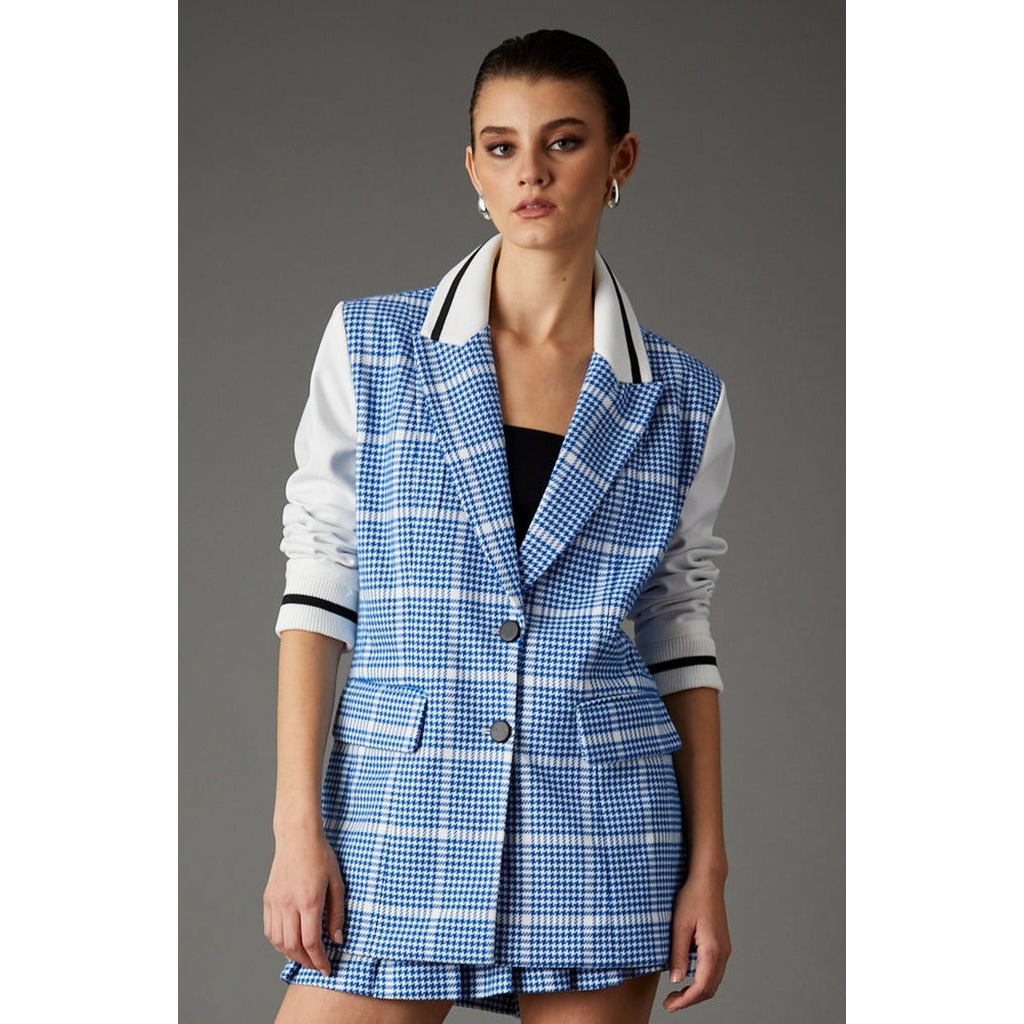 Blue Revival Varsity Blazer Santorini Blue Houndstooth In Blue