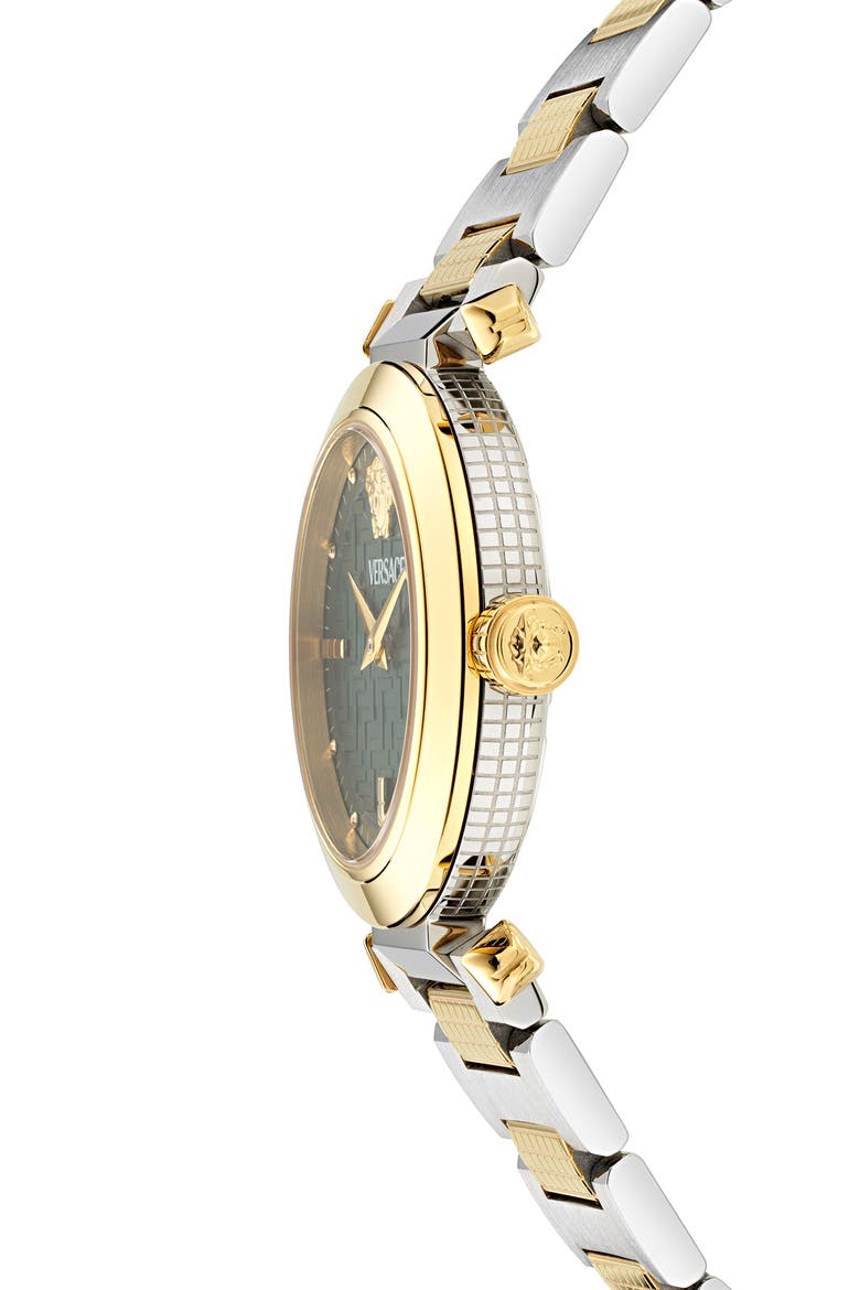 Greek Bracelet Watch, 35mm, Alternate, color, TWO TONE/ GREEN