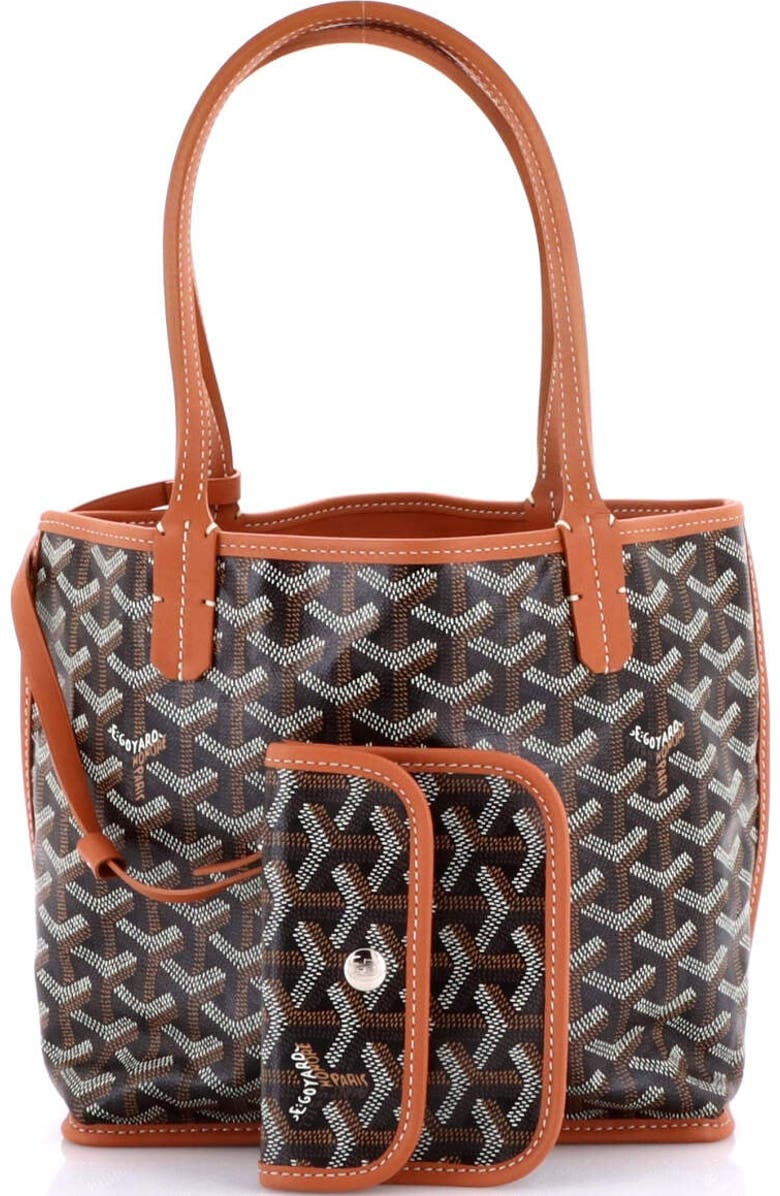 Pre-Owned Goyard Anjou Reversible Tote Coated Canvas Mini, Alternate, color, Black