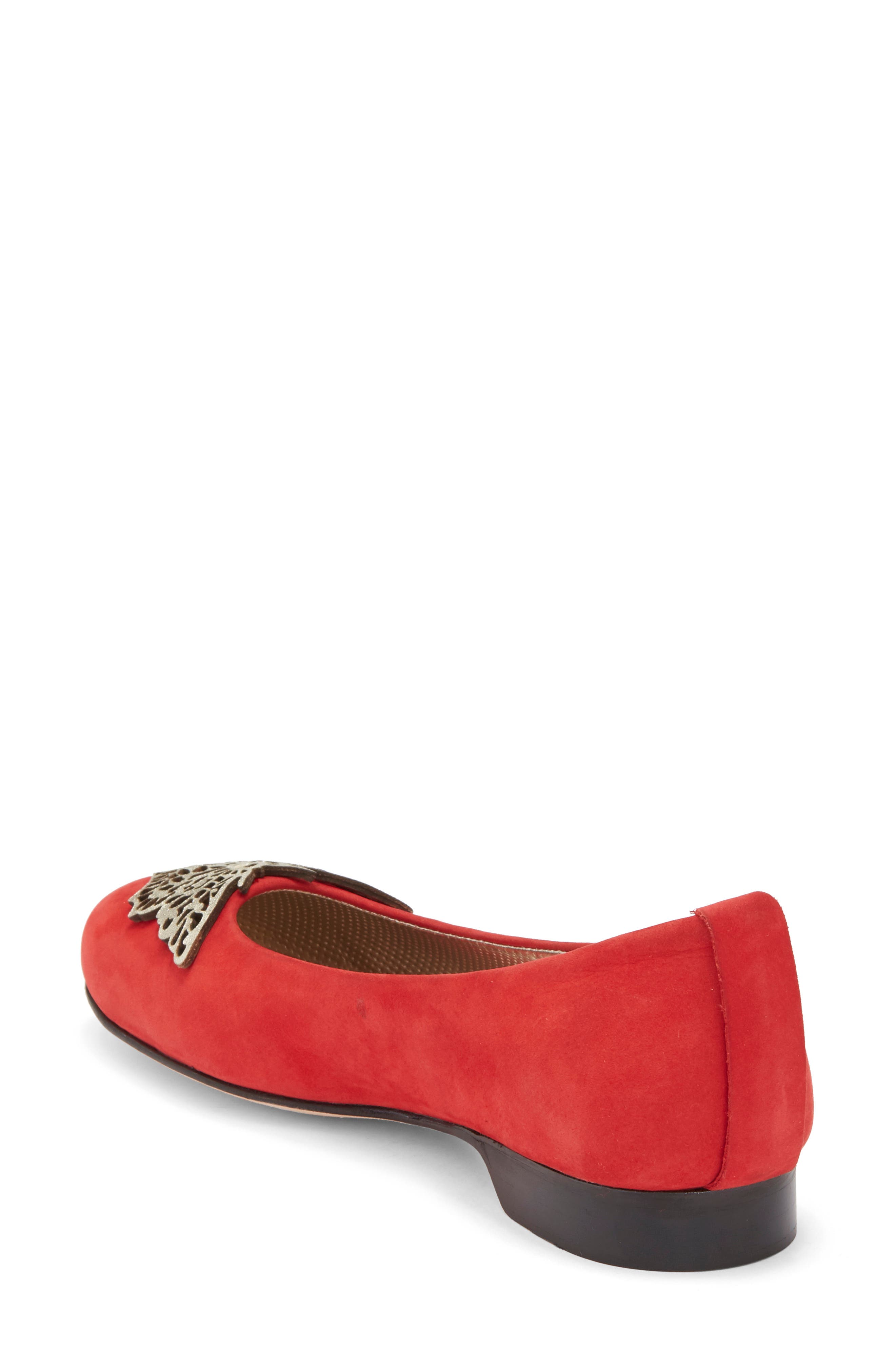 Butterfly Suede Flat, Alternate, color, RED SUEDE