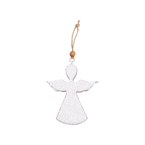 Sequin White Angel Ornament