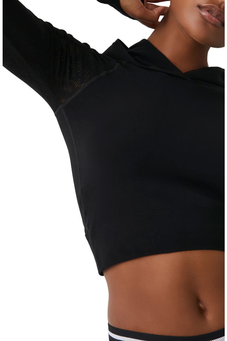 Lucky Layer Cutout Back Crop Hoodie, Alternate, color, BLACK