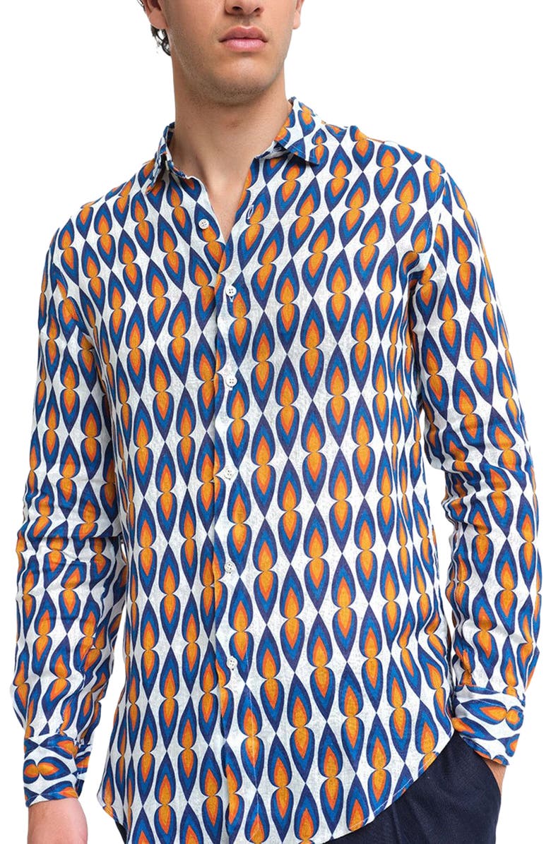 Peninsula Swimwear Levante Linen Shirt, Alternate, color, Multicolor