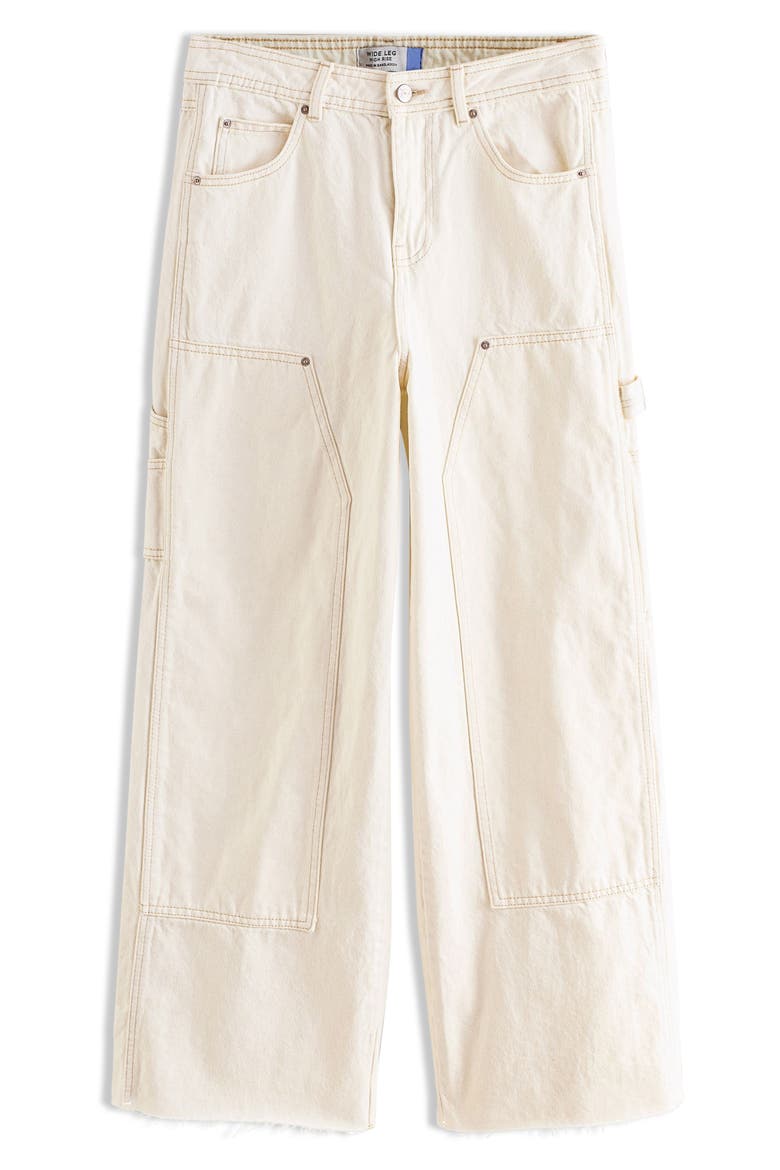 Raw Hem Wide Leg Carpenter Jeans, Alternate, color, NEUTRAL