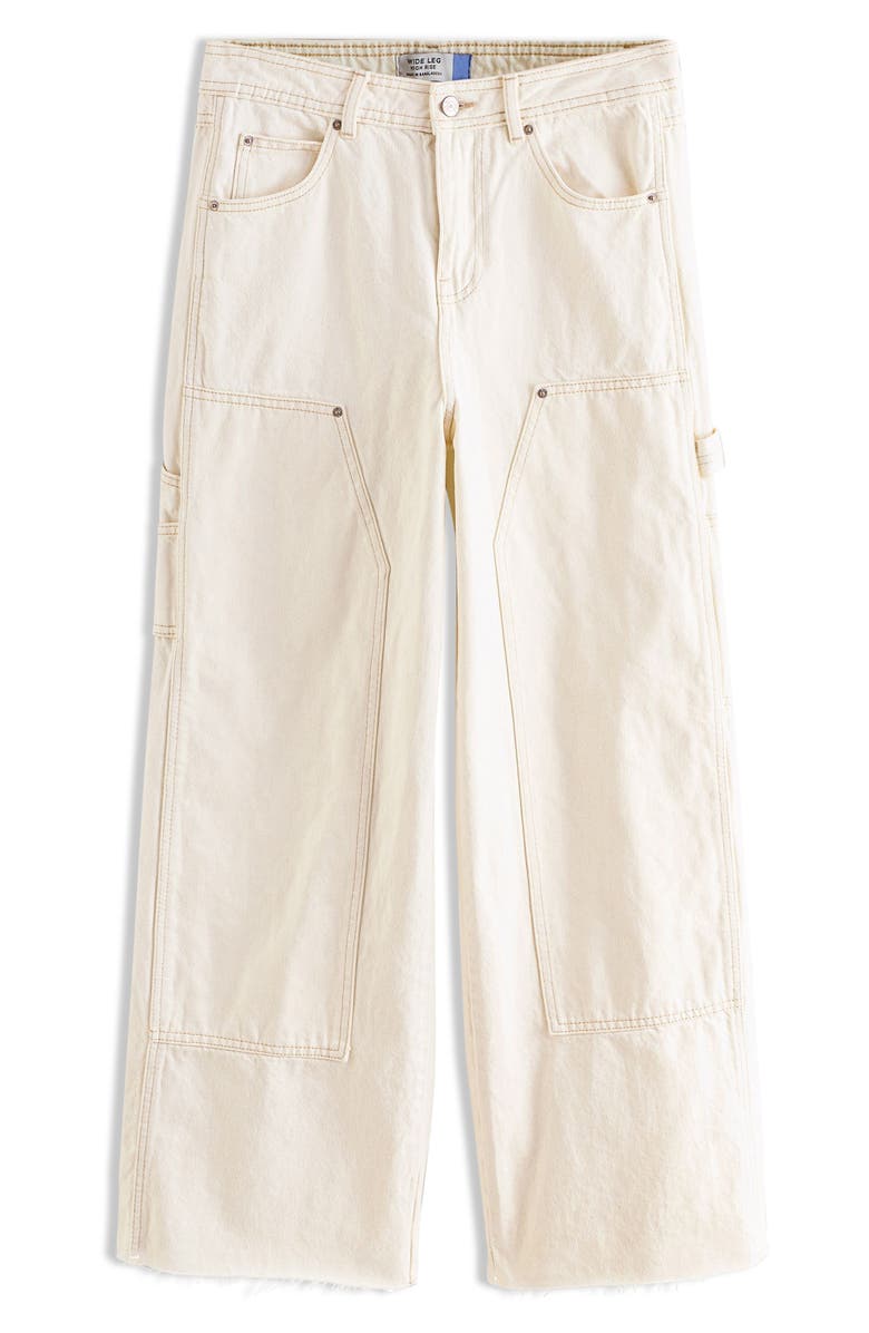 NEXT Raw Hem Wide Leg Carpenter Jeans, Alternate, color, Neutral