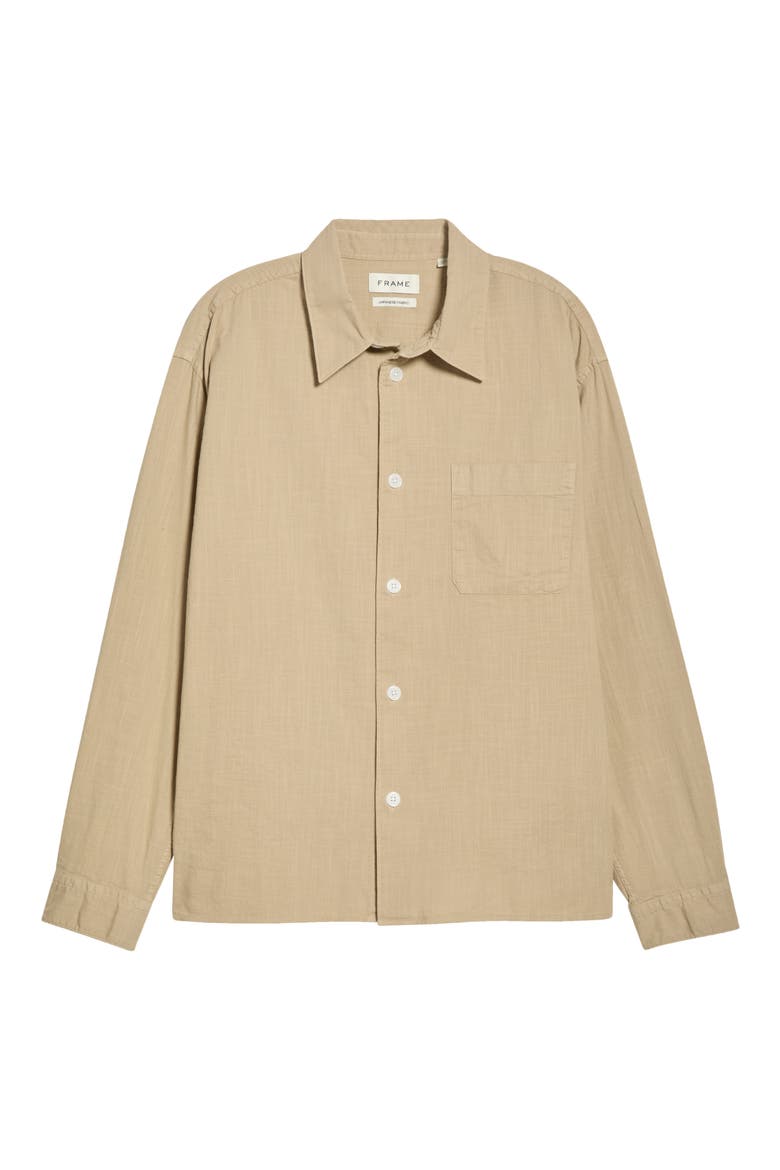 Textured Long Sleeve Cotton Button-Up Shirt, Main, color, DUSTY BEIGE