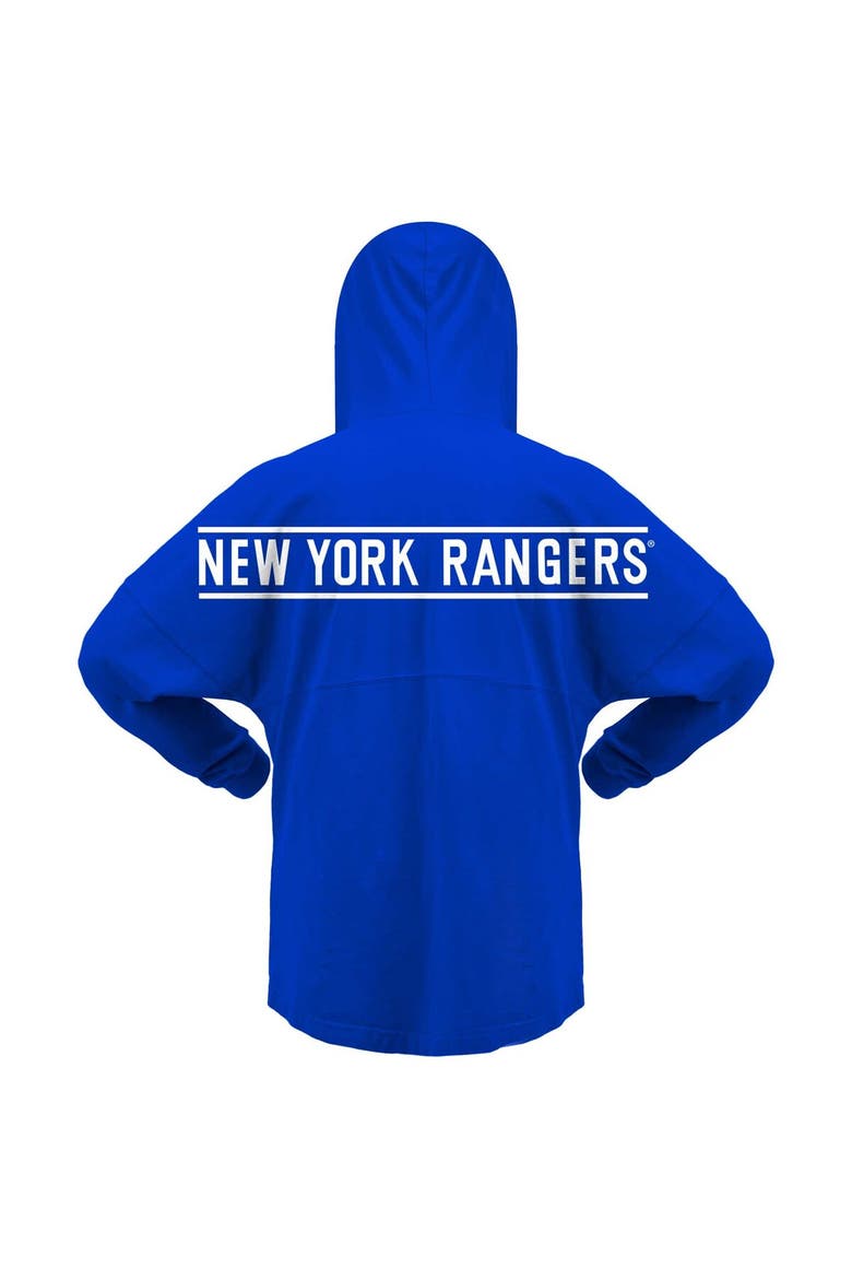 Women's Fanatics Branded Blue New York Rangers Jersey Lace-Up V-Neck Long Sleeve Hoodie T-Shirt, Alternate, color, Blue