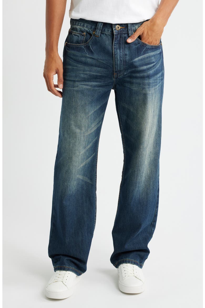 Relaxed Straight Leg Jeans, Main, color, UNIQUE BLUE