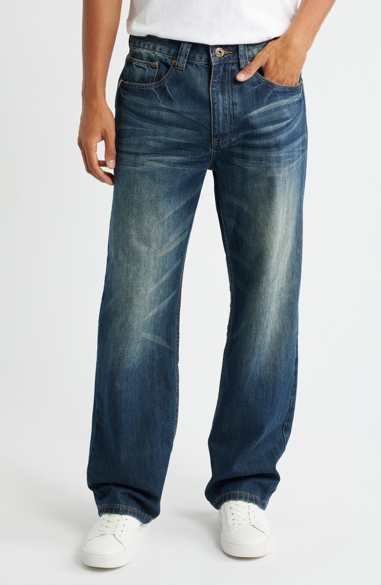 LEVEL 7 Relaxed Straight Leg Jeans, Main, color, Unique Blue