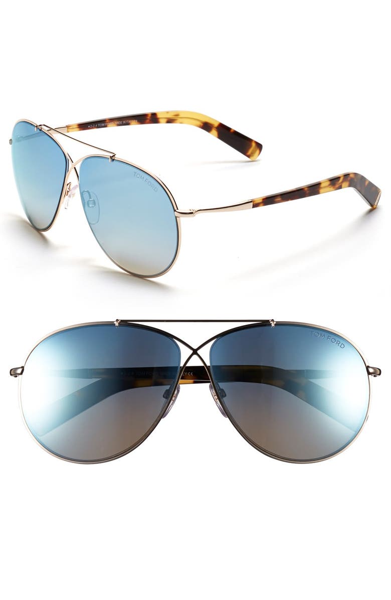 TOM FORD 'Eva' 61mm Aviator Sunglasses, Main, color, 
