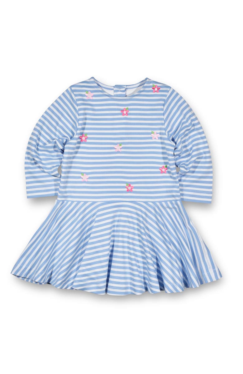 Florence Eiseman Stripe Knit Dress With Embroidered Flowers, Main, color, Light Blue, White, Pink