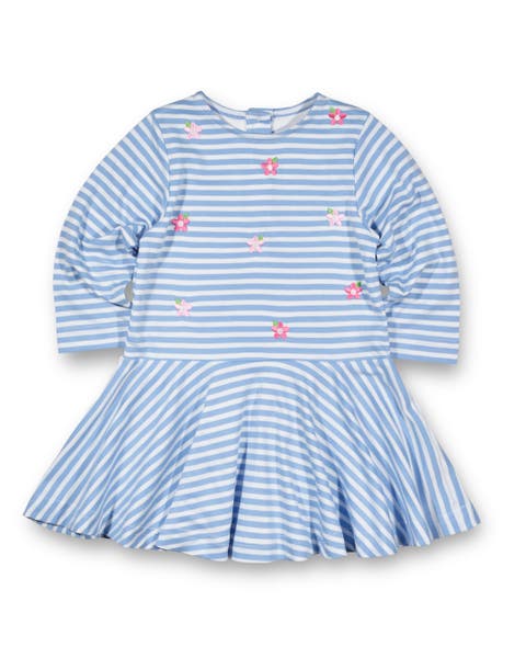Stripe Knit Dress With Embroidered Flowers (Toddler, Little Kid)